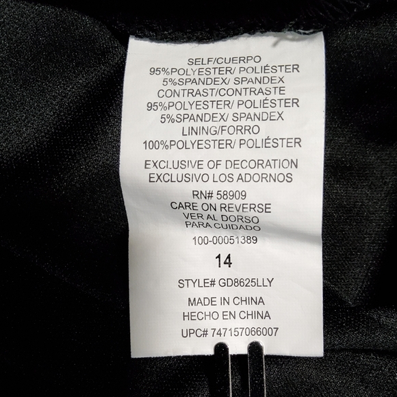 GB Girls Stretch Black/White Flared Sleeve Fit &Flare Dress Size 14 - Picture 10 of 11